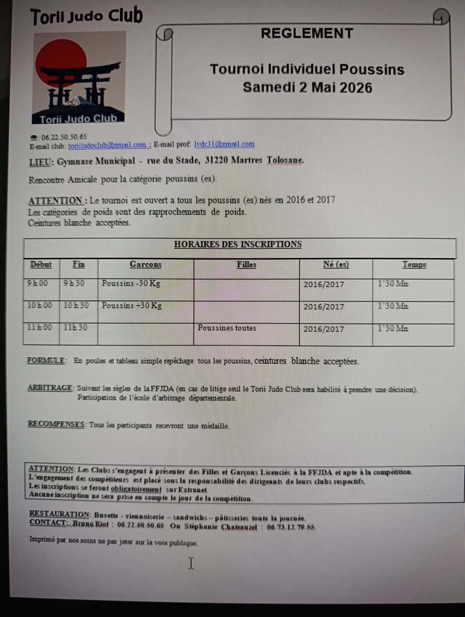 Tournoi Poussins du Torii