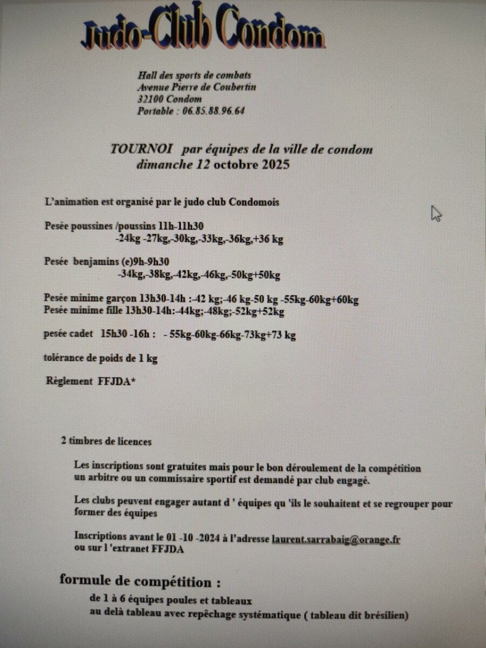 Tournoi par équipe Benjamin(es)